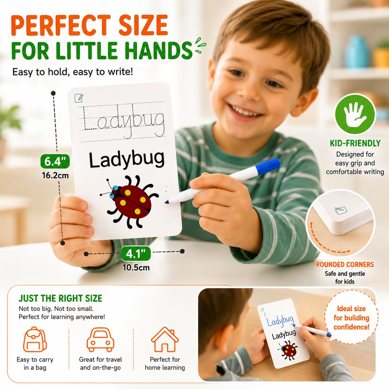 Write & Wipe Activity Cards for Kids, Reusable Tracing Flash Cards, Preschool Handwriting Practice Set, Letter Number Math Learning Activities Ages 3-6 (Sight Words)