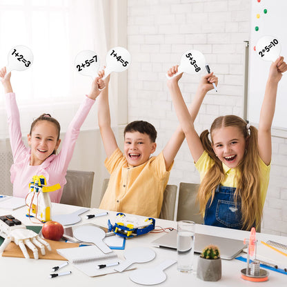 25 Sets 5x9 Inch Answer Dry Erase Paddles and 25 Black Marker Set Handheld Small Dry Erase Board Double Sided Auction Paddles Handheld Whiteboard for Classroom Voting Answering Auction Bidding