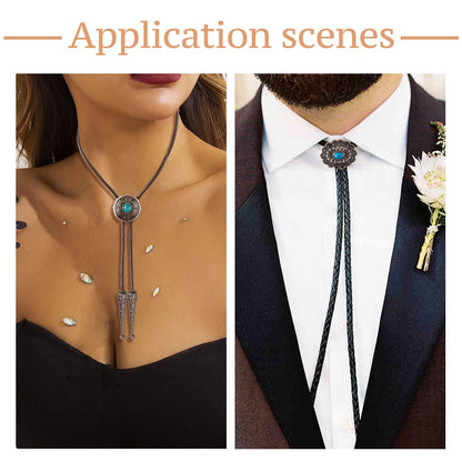 Pandahall 20Pcs Bolo Tie Slider Clasp Kit Alloy Turquoise Buttons Leather Necktie Bolo Tie Tips Replacement End Caps Bolo Tie Slide Clasp for Bracelet Jewelry Making DIY Craft Wallet Bag