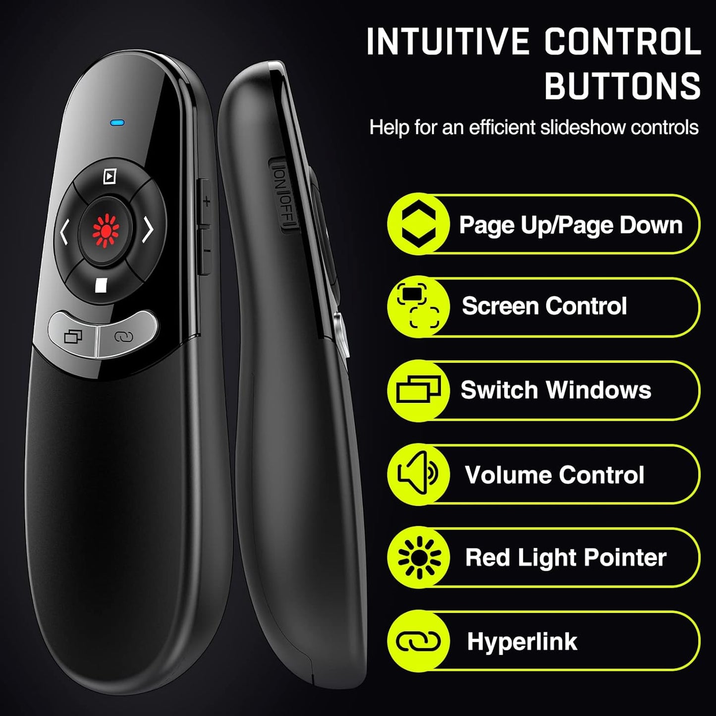 2 in 1 USB Type C Presentation Clicker with Red Light Pointer, Wireless Presenter for PowerPoint Presentation PPT Clicker, 2.4GHz Presenter Remote Slide Advancer for MacBook/Computer/Laptop