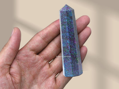 Amazing Gemstone Ruby Kyanite Crystal Towers - Natural Healing Crystal Point Obelisk for Reiki Healing and Crystal Grid (3" to 4" INCH)
