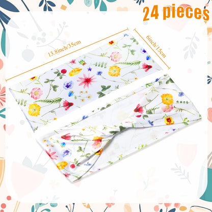 Newwiee Floral Spandex Chair Sashes Floral Print Elastic Chair Sashes Bow Polyester Chairs Cover Bands Ties Without Buckle for Birthday Party Decor