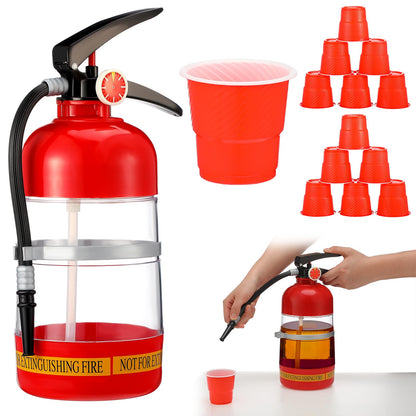 Potchen 2l/70oz Liquor Drink Dispensers Fire Extinguisher with 12 Cups Firefighter Firetruck Party Supplies Anything But a Cup Party Decoration Beverage Alcohol Dispenser Pump Gifts for Man Father Day
