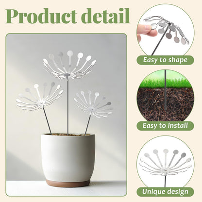 6Pcs Raw Dandelion Creativity Iron Art with Flower Stems Dandelions Garden Stake Metal Flower Pots Lawn Decor for Parents Gift Wedding Outdoor Furniture Home Yard Farm Courtyard Decoration