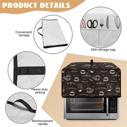 Pzuqiu Coffee Pattern Bread Machine Dust Cover with Multiple Pockets Anti Greasy Dustproof Bread Maker Dust Covers Fingerprint Protection Machine Washable