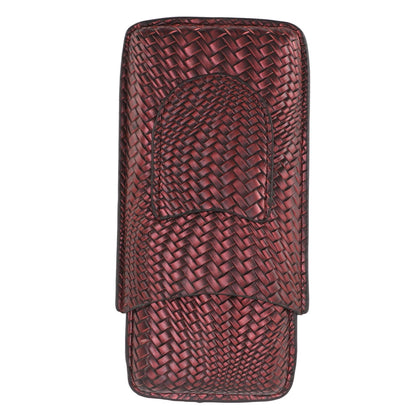 Travel Leather Cigar Case, 3 Finger Cigar Case Elegant Woven Pattern Gift Giving with Front Pocket for Office for Party()