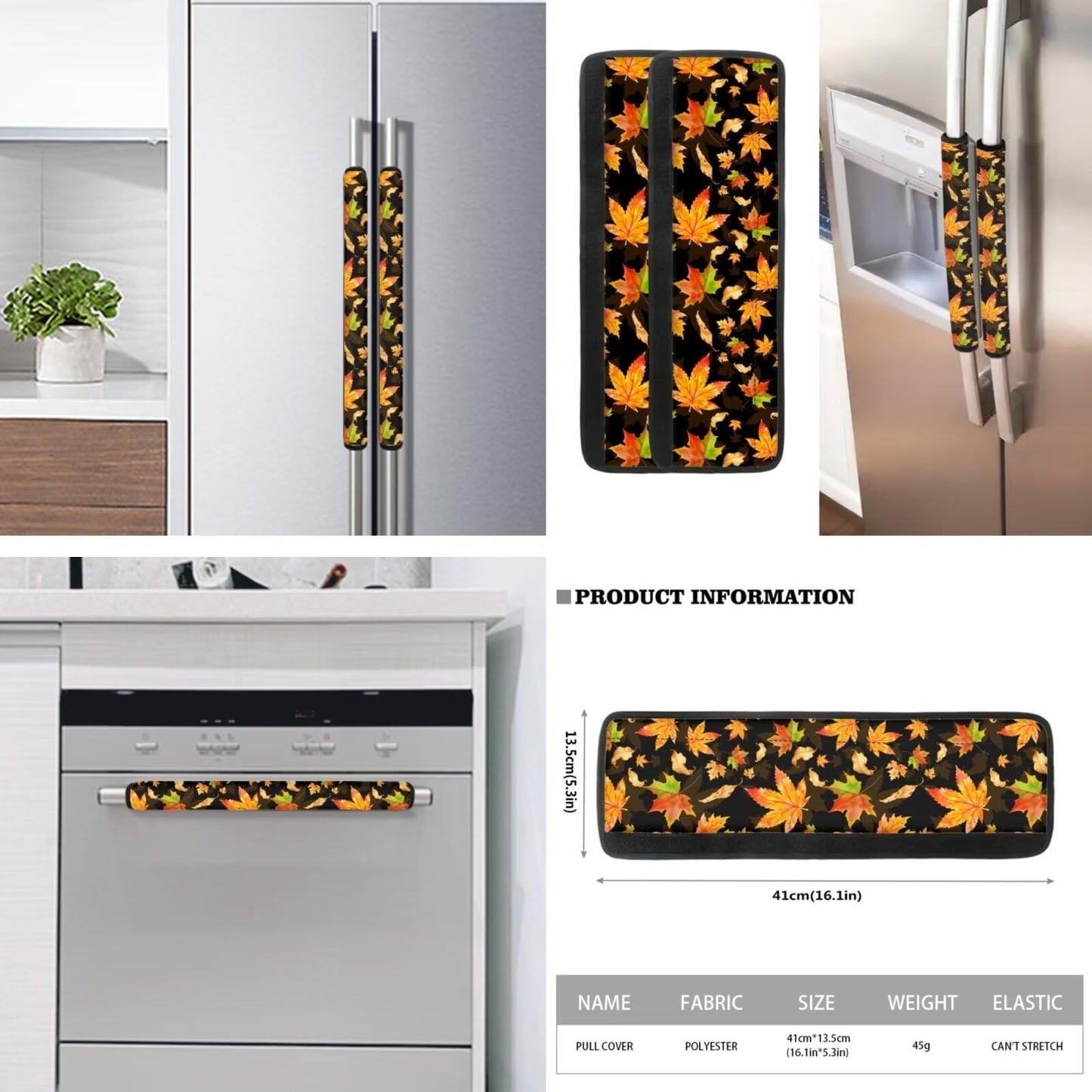 Mintulipy Refrigerator Door Handle Covers Thanksgiving Decor Maple Leaf Kitchen Appliance Handle Covers Keep Your Fridge Microwave Oven Stove Dishwasher Clean