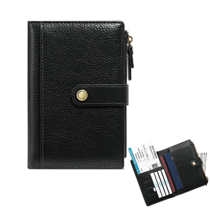 Slim RFID Blocking Passport Holder Wallet,PU Leather Travel Card Organizer,Lightweight Passport Case for Women Men (Black)