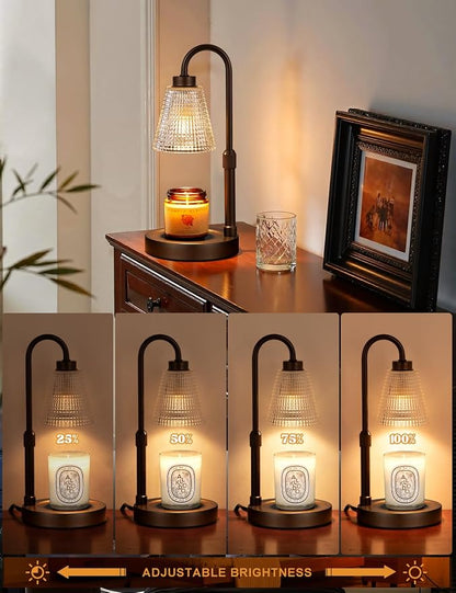 Big Brown Candle Warmer Lamp with Timer, Dimmable Candle Warmer for Home Decor, Height Adjustable Candle Lamp for Jar Candles, Birthday Gifts for Women Mom, House Warming Gifts New Home