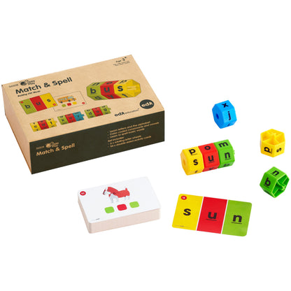 edxeducation Match & Spell | Includes 6 Letter Wheels + 54 Activity Cards | CVC Words | Learn to Spell Basic Words | Early Literacy