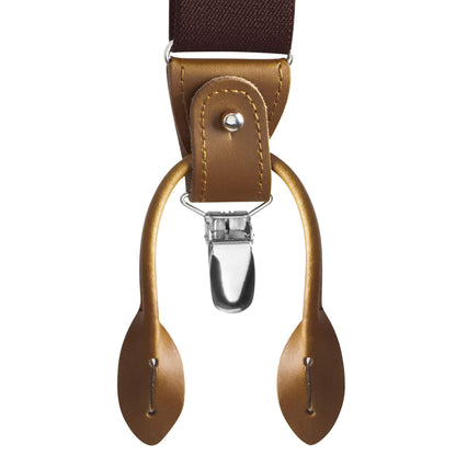 Buyless Fashion Suspenders For Men - 48" Adjustable Straps 1 1/4" - Y Back With Clips And Buttons - 5120-Brown