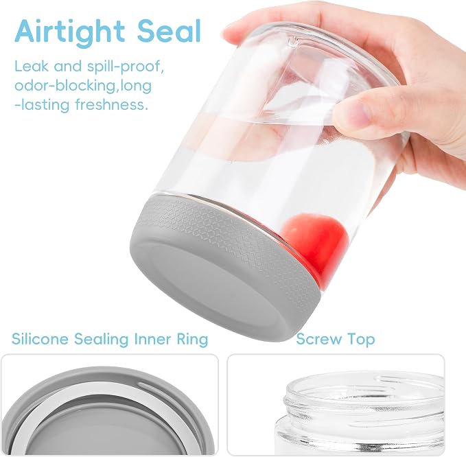 MICEBAY 16oz Overnight Oats Containers with Silicone Sleeves, 4-Pack Wide Mouth Glass Mason Salad Jars with Airtight Lids, BPA-Free Dishwasher Safe Leak-Proof Chia Seed Pudding Jar Meal Prep Container