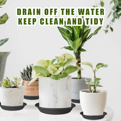 GREGICH 6 Pcs Plastic Plant Saucer 6 8 10 inch Assorted Sizes, Thick Multi Size Pack Plant Tray for Pots Indoors Potted Plant Water Catcher Tray Flower Planter Base Drainage Drip Dish Plate Outdoor