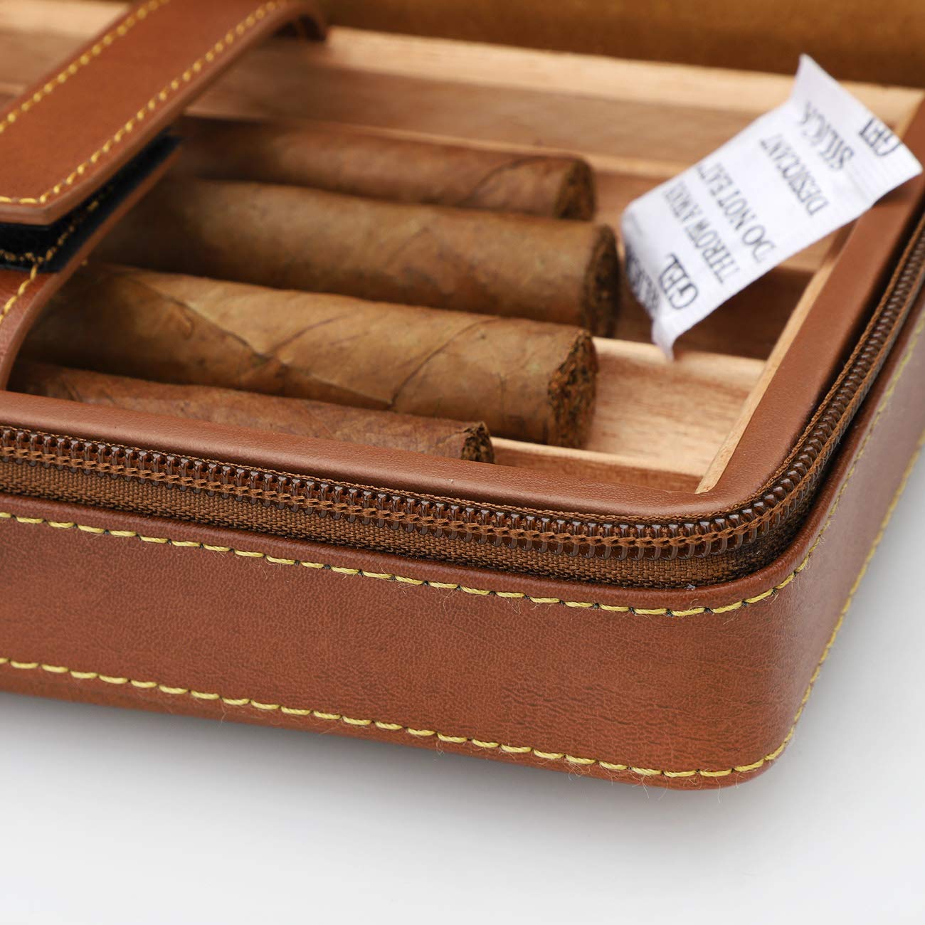 Time C club 4-Finger Portable Travel Leather Cigar Case, Cigar Cutter, Cigar Humidor with Cigar Cutter and Humidifier, Groomsmen Gift, Birthday Gift