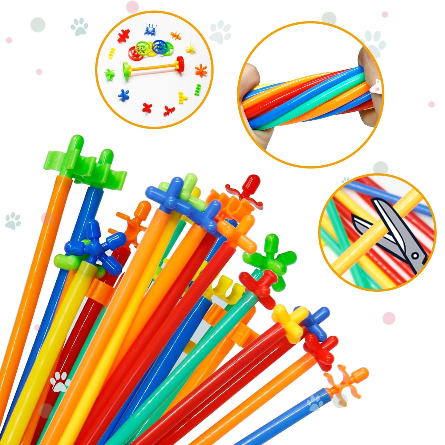 Ggiibro Straw Constructor Toys 1200Pcs STEM Building Toys Aged for 3 4 5 6 7 8+ Interlocking Plastic Toys Preschool Engineering Thin Tube Blocks Toy Educational Toy Kit for Classroom Kids Toys Set