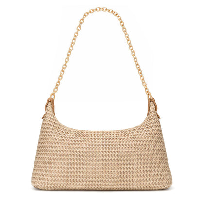 XquiziFit Beach Bags for Women Summer Straw Purse Boho Woven Shoulder Bag Crochet Purse Vacation Tote Handbag Khaki