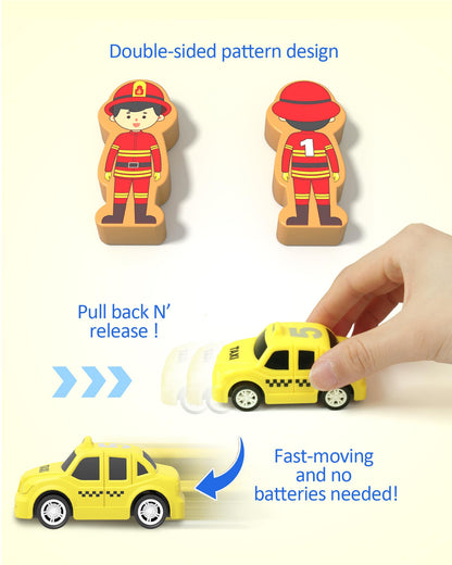 Coogam Montessori Sorting & Stacking Blocks with Nesting Garages Cars, Stackable Number Boxes for Toddlers Learning Community Helpers, Preschool Educational Toy Gift for 2 3 4 Year Old Baby