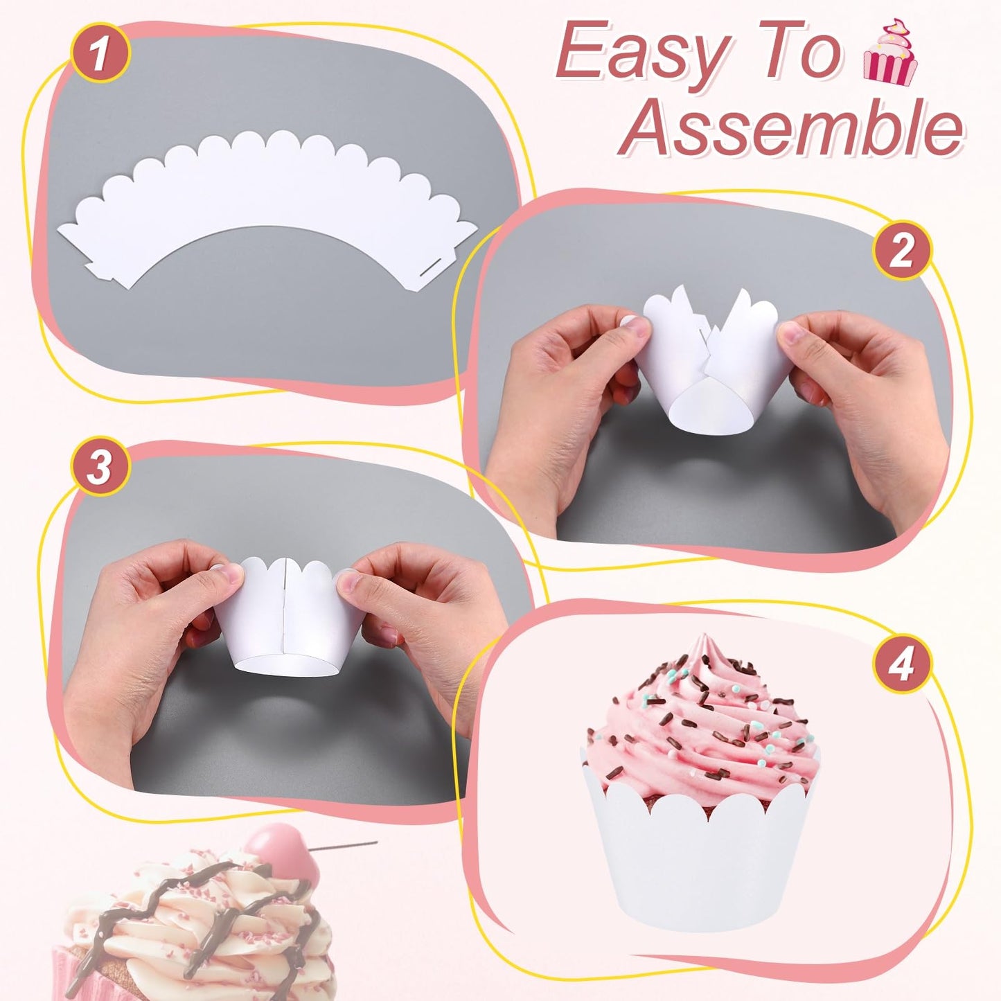 M METERXITY 50-Pack Cupcake Wrappers, Wave Decoration Standard Baking Cups for Wedding/Birthday Party/Bakeries/Cafes Cake Decoration, Bake Cake Paper[Reflective Silver]