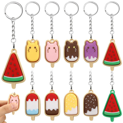 Kenning 10 Pcs Ice Cream Clicker Fidget Keychains Bulk Cute 3D Printed Clicker Fidget for Stress Relief Graduation Party Favors Summer Goodie Bag Stuffers Office Gifts for Coworkers