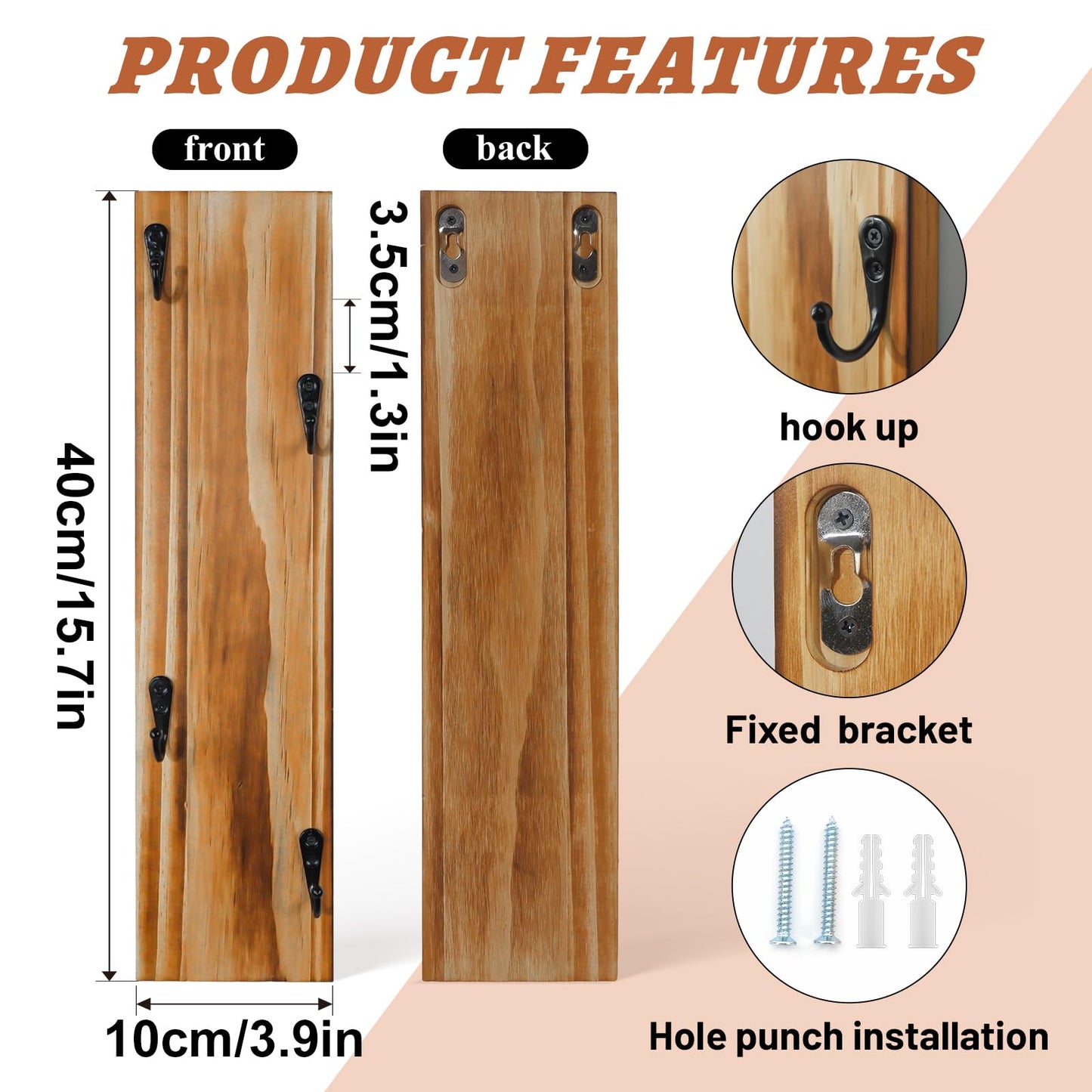 Yohsnor Coffee Mug Wall Rack - Stylish Wooden Cup Holder & Wall-Mounted Organizer with Hooks | Perfect Storage Solution for Small Spaces & Kitchen Coffee Corners
