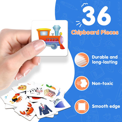 EAMAY Building Language and Matching Games Set with 6 Sorting Mats and 36 Everyday Objects Pieces Special Education Classroom,Sorting Toys for Toddlers 1-3