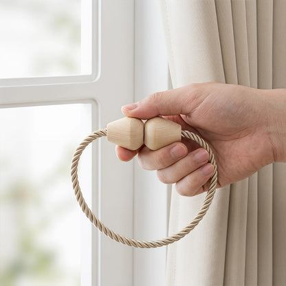 YERGOFE 12 Pack Boho Wood Magnetic Curtain Tiebacks