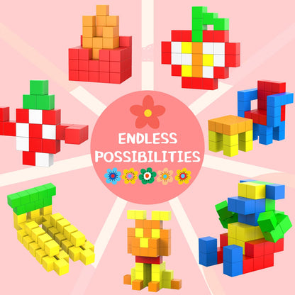 AOMACO 66PCS Magnetic Building Blocks for Kids, 1.3" Large Magnetic Cubes STEM Toys for 3+ Year Old Boys Girls, Sensory Stacking Blocks Learning Toys, for Toddlers & Kindergarten