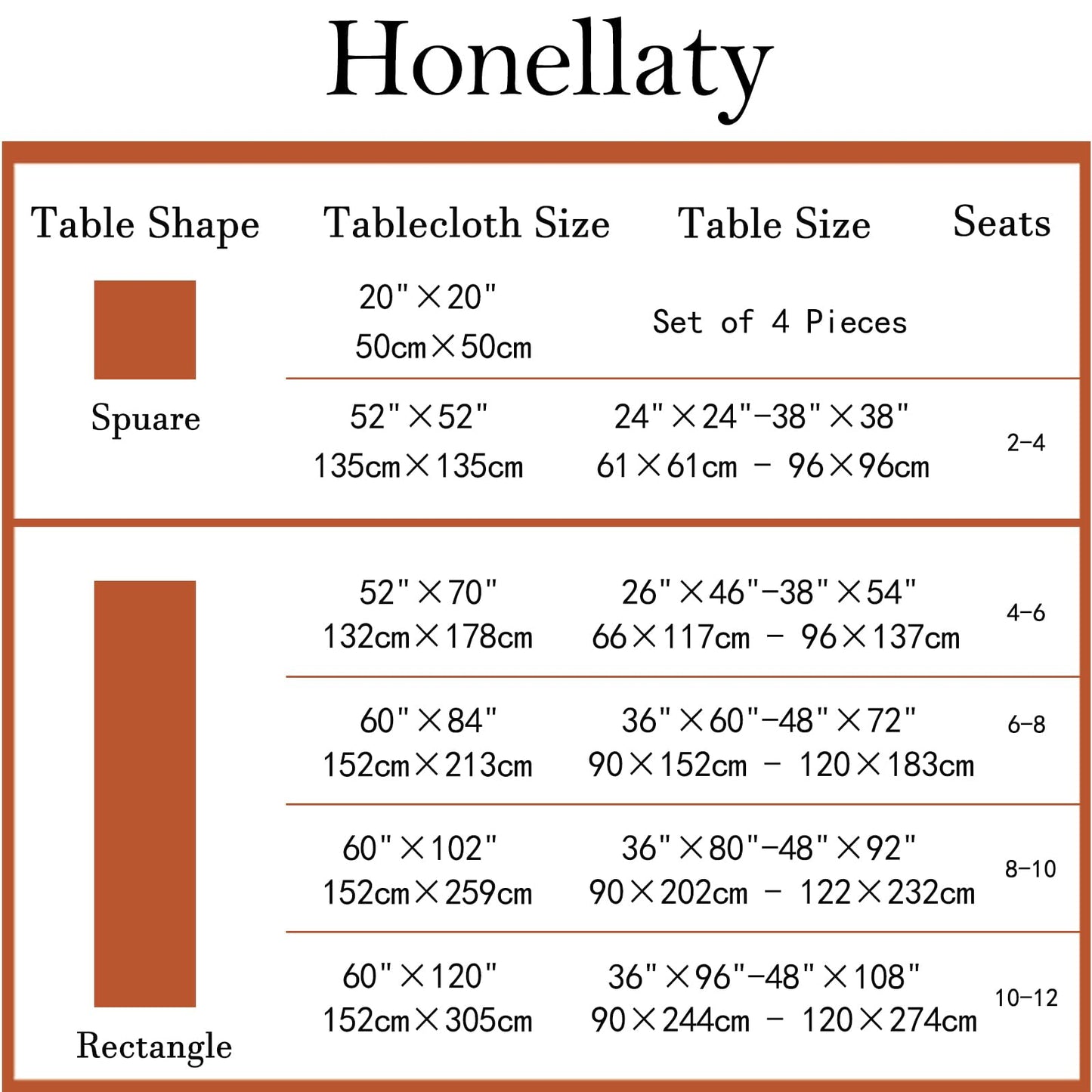 Honellaty Rust Square Napkin, Spillproof & Wrinkle Resistant, Elegant Jacquard Damask Napkin for Dining, Autumn, Harvest, Thanksgiving, 4 Pieces(20x20 Inches)
