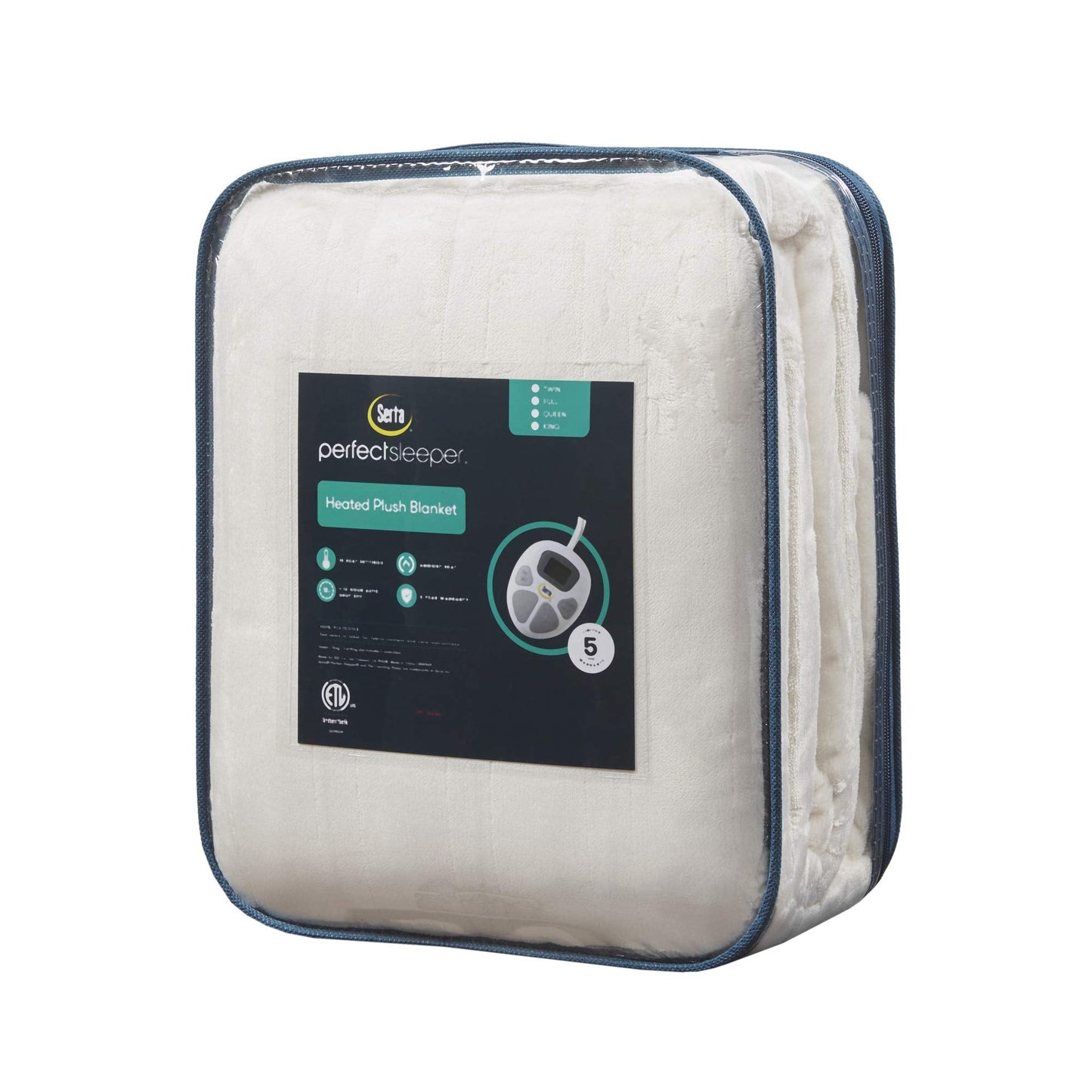 Serta Luxuriously Soft Plush Electric Blanket Fast Heating Cozy Cover, Safety Auto Shut Off Timer, Low EMF, Multi Heat Setting, ETL Certified, Machine Washable, Grey King (92 in x 100 in)