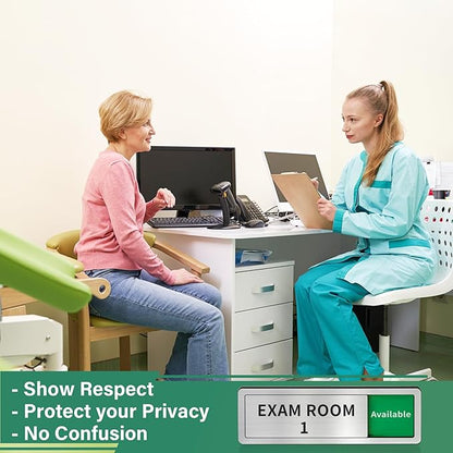 Exam Room Sign, Exam Room Numbers, In Use/Available Slider Door Signs for Therapists, School, Medical Office, Hospital-Easy Installation