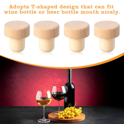 100Pcs Wine Corks T Cork Plugs for Wine Cork Stopper Reusable Corks Wooden and Rubber Stopper