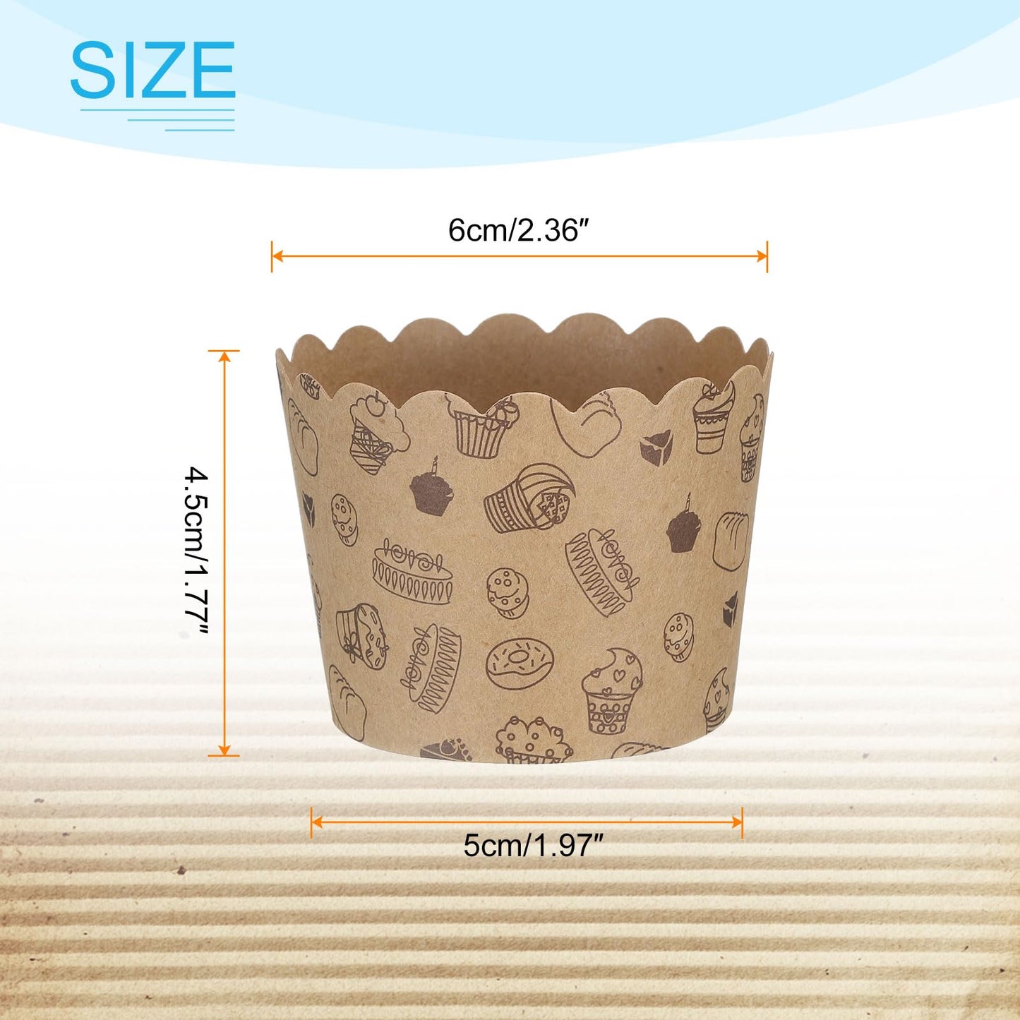 HARFINGTON 100Pcs Paper Baking Cups Small Brown Kraft Paper Muffins Liner Cupcake Greaseproof Disposable Bulk Wrapper for Wedding Birthday Graduation, Small Cake