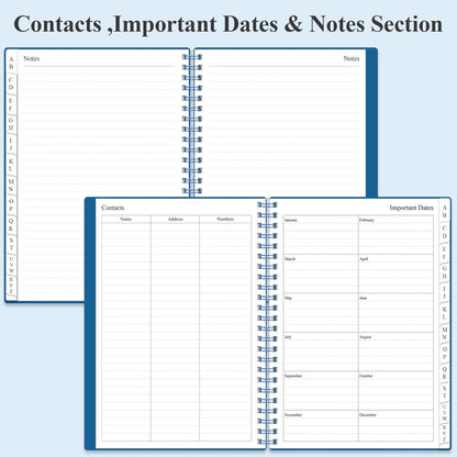 Address Book with Alphabetical Tabs - A5 Telephone & Address Book with Address Contacts, Special Date, Phone, Birthday & Internet Login Password for Home and Office, 6.2" x 8.5", Blue