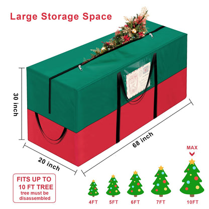 Christmas Tree Bag,Fits Up 10 Ft Tall Artificial Trees,600D Oxford Material,Heavy Duty Tree Bag,Dampproof Storage Bag with Durable Reinforced Handles & Dual Zipper&Transparent Pocket