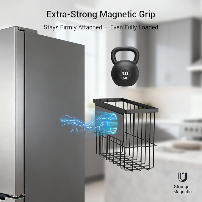 1-Pack Magnetic Laundry Basket, Dryer Ball Holder Lint Bin for Laundry Room | Magnetic Metal Laundry Storage