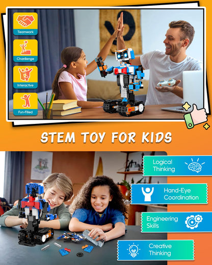 aukfa STEM Robot Toys Building Kits, Building Toys for Boys Age 8-12, App & Remote Control Blocks Engineering Science Learning Educational Coding DIY Stem Projects Robot Gifts for Boys & Girls