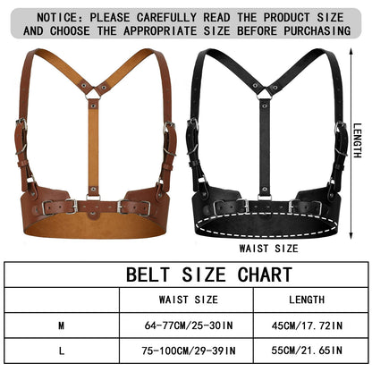 Hicarer 2 Pcs Women Leather Waist Belt Leather Harness for Women Fashion Body Chain Adjustable Waist Belt for Party Cosplay(Medium,Classic Style)