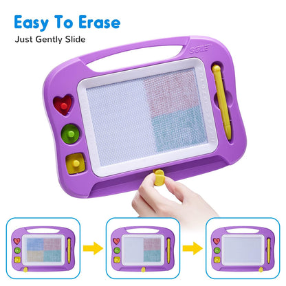 SGILE Toddler Toys for Kids, Magnetic Drawing Board for Birthday Gift, Toys for 1 2 3 Year Old Girls Boys, Etch & Sketch Pad with 3 Stamps, Learning and Educational, Purple