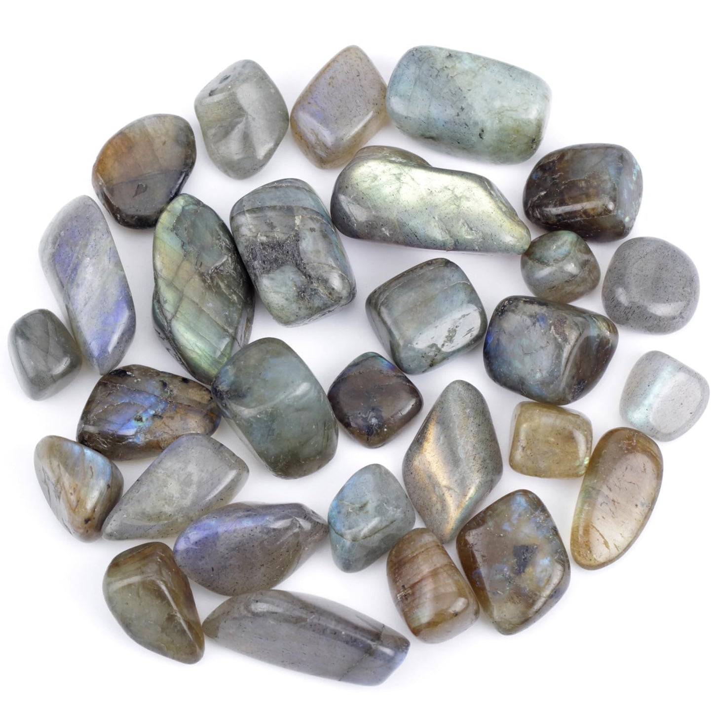 ZenQ 1 lb Labradorite Tumbled Stone Chips Crushed Natural Crystal Quartz Pieces