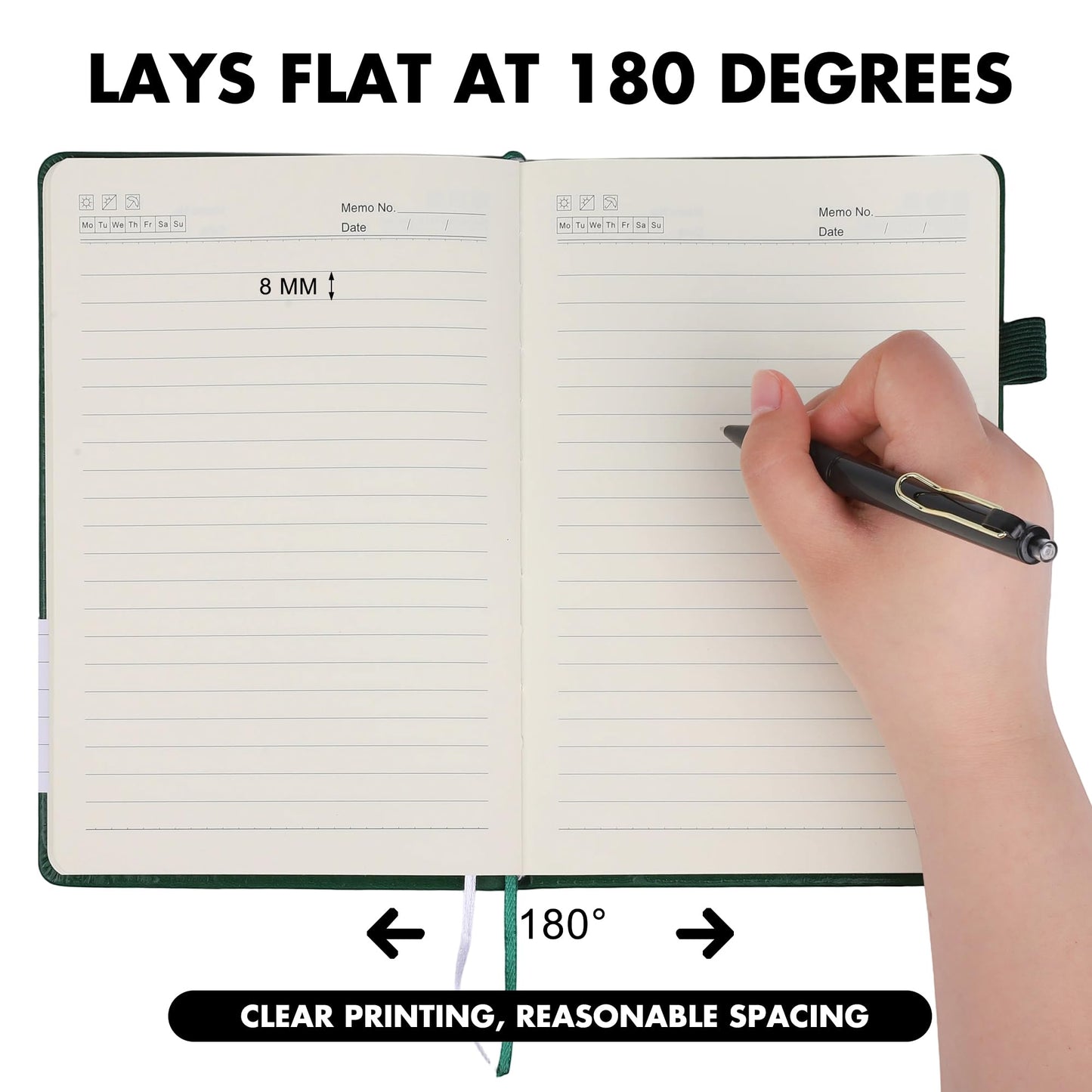 Aodaer 30 Set Lined Notebook Journals with Pens A5 Notebooks 100 GSM College Ruled Hardcover Notebook PU Leather Notepad with Pen Holder for Office School, 5.7 x 8.3 Inches, Dark Green