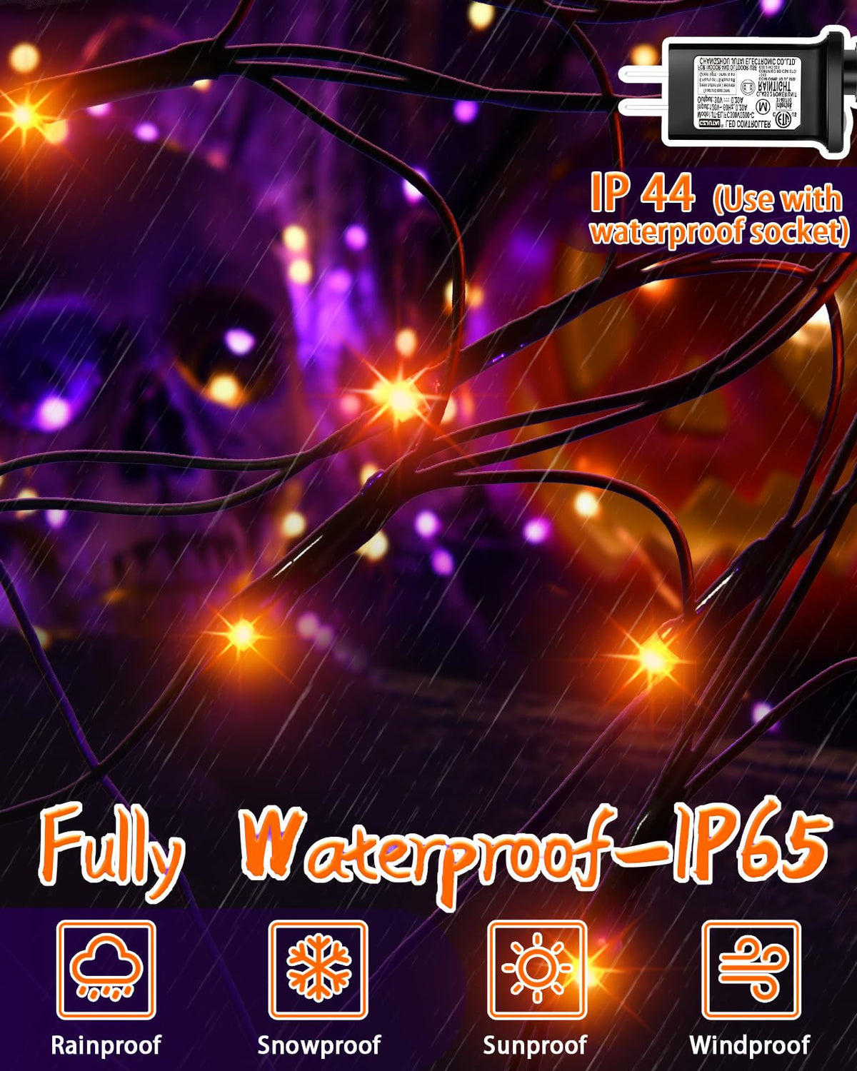 Halloween Decorations Spider Web Lights String Lights for Home, 4.9FT 96LED Waterproof Plugin Net Lights with 8 Modes & Timer, Light Up for Party Indoor Outdoor Garden Yard Haunted House(Orange)