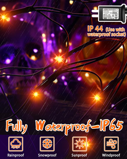 Halloween Decorations Spider Web Lights String Lights for Home, 4.9FT 96LED Waterproof Plugin Net Lights with 8 Modes & Timer, Light Up for Party Indoor Outdoor Garden Yard Haunted House(Orange)