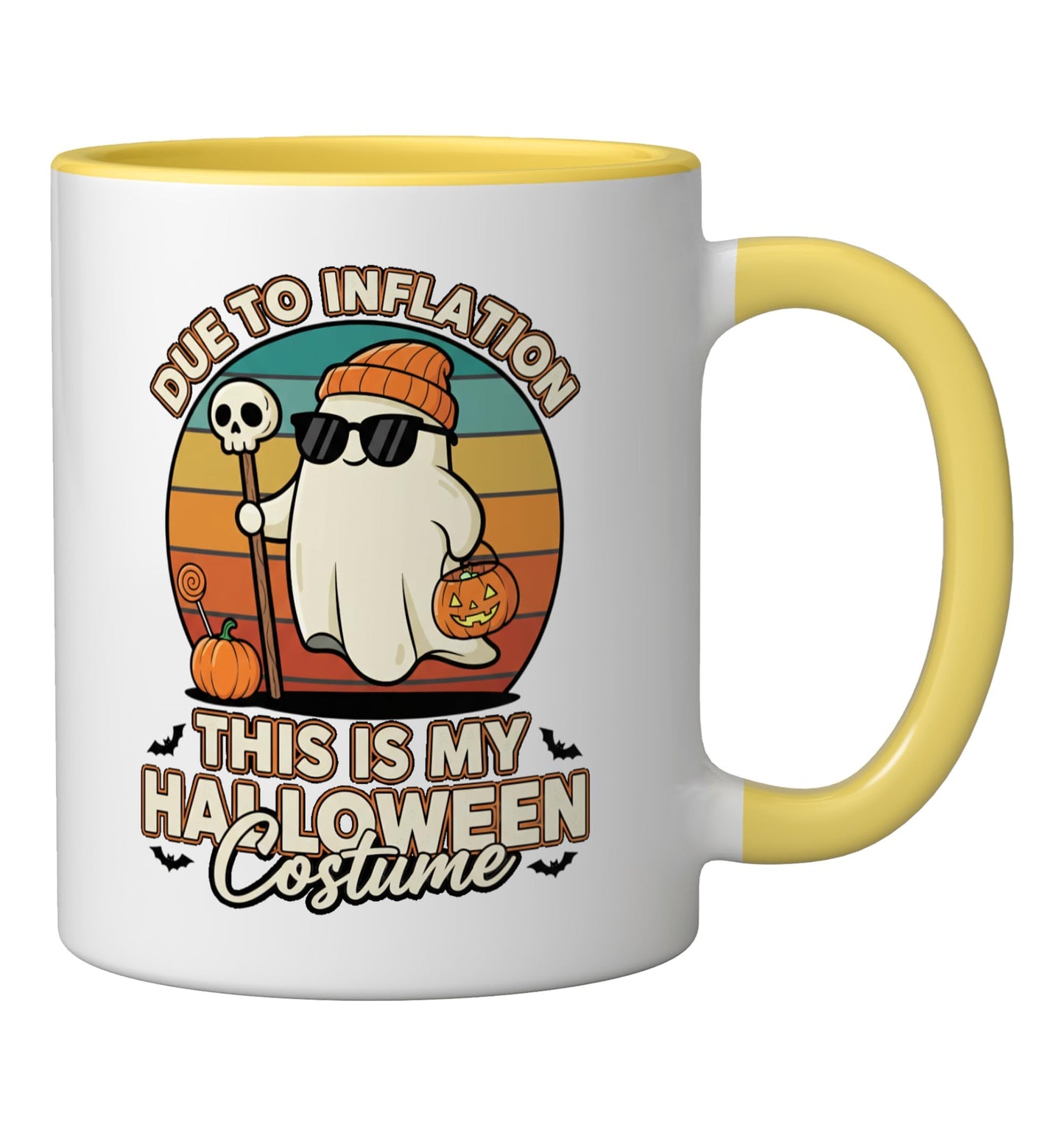 Due To Inflation This Is My Halloween Costume - Halloween Ceramic Mug, Yellow/White