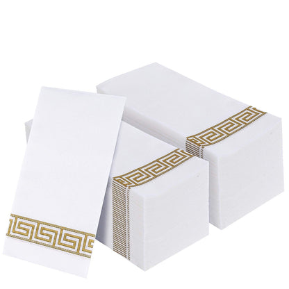 Vplus 200 PACK Guest Towels Disposable Bathroom, Decorative Bathroom Napkins, Soft and Absorbent Disposable Dinner Napkins Cloth Like for Kitchen, Parties, Weddings, Christmas Party（Gold)