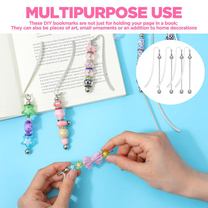 Beadable Bookmarks 20pcs Beaded Bookmark DIY Metal Blank Bar Bulk for Beads Craft Jewelry Pendant Charm Gift Modern Beaded for DIY Making Craft Book Lover Student Teacher Office Supply Beading Mark