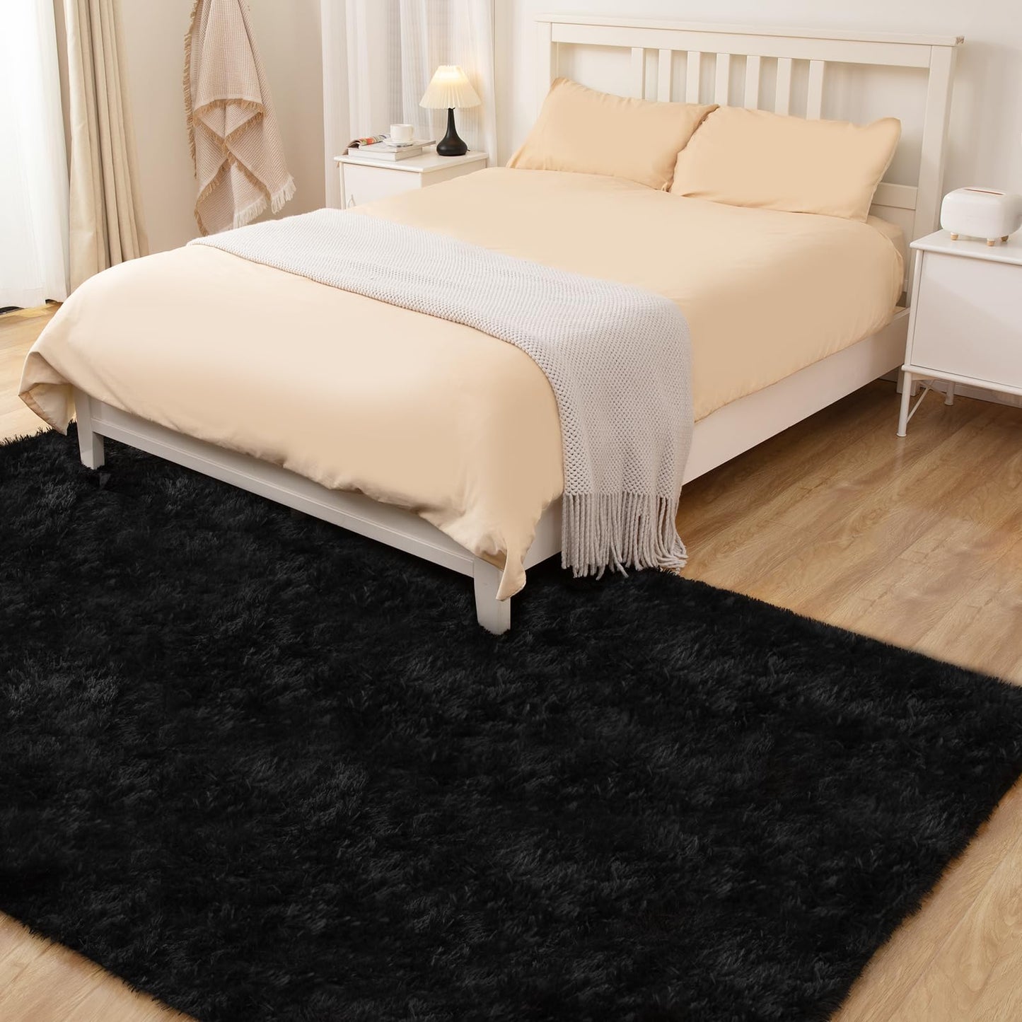 Puremy Black Area Rug, 5x7, Soft Plush for Living Room, Bedroom & Nursery, Non-Slip Indoor Carpet for Study, Kids Room Decor