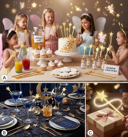 20PCS Star Drink Stirrers, Acrylic Cocktail Stirrers, Drink Stirrers, Laser Cut Wedding Decor Drink Stirrers Swizzle Sticks (Gold Mirror)