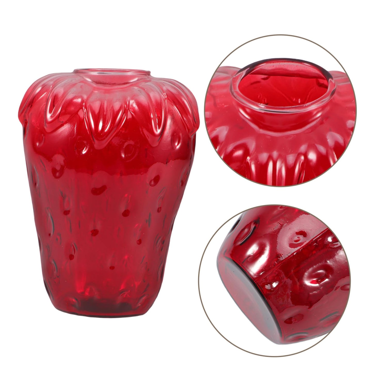 UPKOCH Creative Strawberry Glass Vase Cute Hydroponic Plant Propagation Station Decor for Flowers for Birthdays and Housewarmings