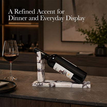 Artisanal Abode Marble Wine Holder, Single Bottle Tabletop Rack