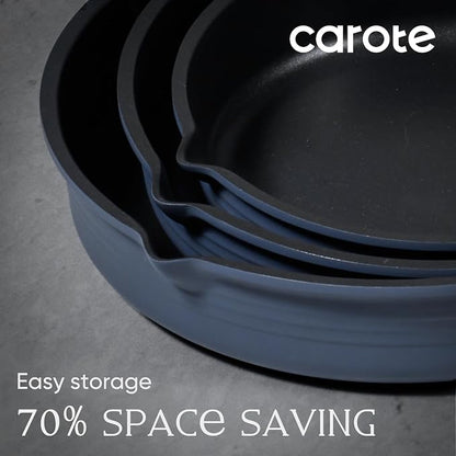 CAROTE 30-Piece Titanium Cookware Set, Nonstick Pots and Pans Set with Detachable Handle, RV Kitchen Cooking Set, Camping Use, Induction Compatible, Dishwasher & Oven Safe